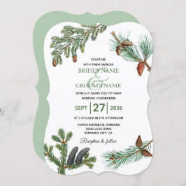 Rustic Pine Trees Forest Greenery Wedding Kaart