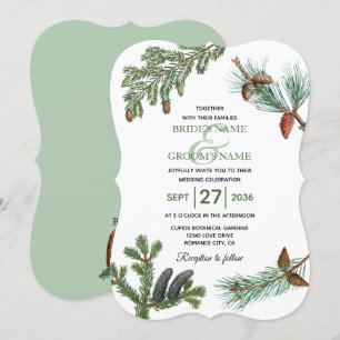 Rustic Pine Trees Forest Greenery Wedding Kaart