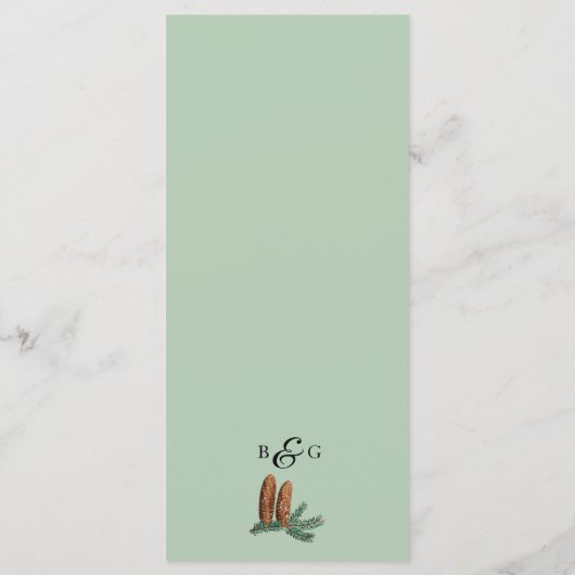 Rustic Pine Trees Forest Greenery Wedding Menu (Achterkant)