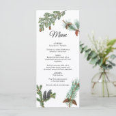 Rustic Pine Trees Forest Greenery Wedding Menu (Staand voorkant)