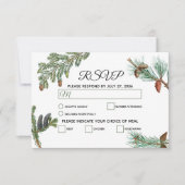 Rustic Pine Trees Forest Greenery Wedding RSVP Kaartje (Voorkant)