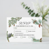 Rustic Pine Trees Forest Greenery Wedding RSVP Kaartje (Staand voorkant)