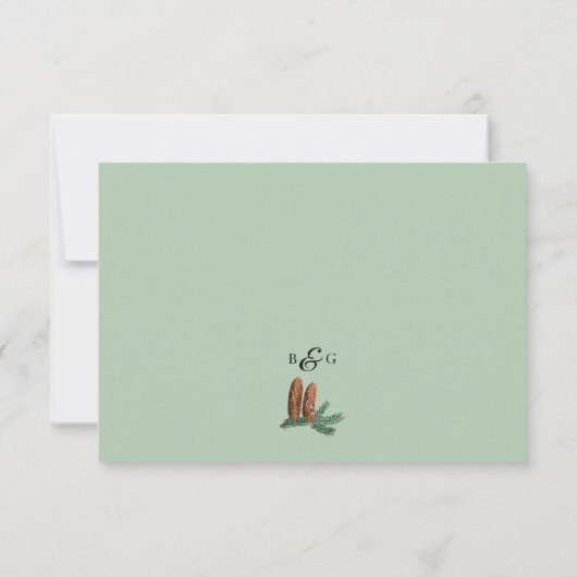 Rustic Pine Trees Forest Greenery Wedding RSVP Kaartje (Achterkant)