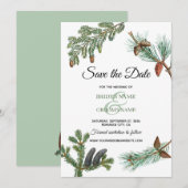 Rustic Pine Trees Forest Greenery Wedding Save The Date (Voorkant / Achterkant)