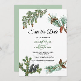 Rustic Pine Trees Forest Greenery Wedding Save The Date