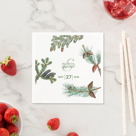Rustic Pine Trees Forest Greenery Wedding Servet (Insitu)