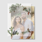 Rustic Pine Trees Forest Greenery Wedding Vellum Uitnodigingen (Offset (Koppel))