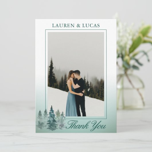 Rustic Pine Trees Forest Hartelijk dank voor het h Bedankkaart (Staand voorkant)