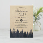 Rustic Pine Trees Forest Kraft Retirement Party Kaart (Staand voorkant)