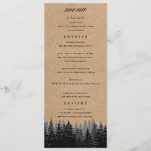 Rustic Pine Trees Kraft Winter Menu