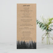 Rustic Pine Trees Kraft Winter Menu (Staand voorkant)