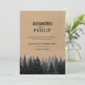 Rustic Pine Trees Kraft Winter Wedding Kaart (Staand voorkant)