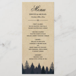 Rustic Pine Trees Kraft Winter Wedding Menu