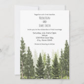 Rustic Pine Trees Simple Country Wedding Kaart (Voorkant)