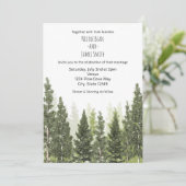 Rustic Pine Trees Simple Country Wedding Kaart (Staand voorkant)