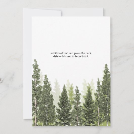 Rustic Pine Trees Simple Country Wedding Kaart (Achterkant)