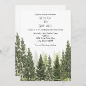 Rustic Pine Trees Simple Country Wedding Kaart (Voorkant / Achterkant)
