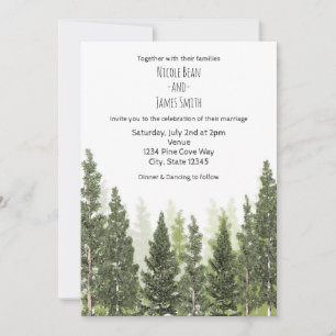 Rustic Pine Trees Simple Country Wedding Kaart