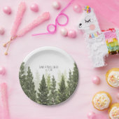 Rustic Pine Trees Simple Country Wedding Papieren Bordje (Feest)