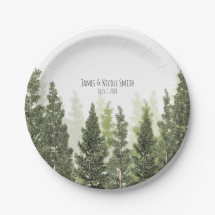 Rustic Pine Trees Simple Country Wedding Papieren Bordje