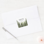 Rustic Pine Trees Simple Country Wedding Vierkante Sticker (Envelop)