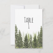 Rustic Pine Trees Simple Wedding Table Number Kaart (Voorkant)