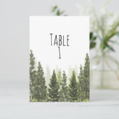 Rustic Pine Trees Simple Wedding Table Number Kaart (Staand voorkant)