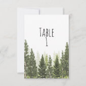 Rustic Pine Trees Simple Wedding Table Number Kaart (Achterkant)