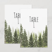 Rustic Pine Trees Simple Wedding Table Number Kaart (Voorkant / Achterkant)