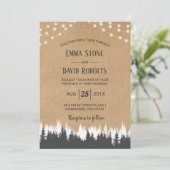 Rustic Pine Trees & String Lights Forest Wedding Kaart (Staand voorkant)