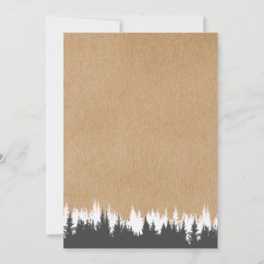 Rustic Pine Trees & String Lights Forest Wedding Kaart (Achterkant)