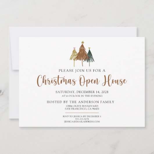 Rustic Pine Trees - Uitnodiging voor kerstmis (Voorkant)