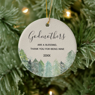 Rustic Pine Trees Winter Forest Godmothers Keramisch Ornament