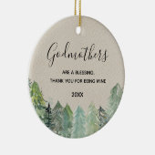Rustic Pine Trees Winter Forest Godmothers Keramisch Ornament (Rechts)
