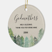 Rustic Pine Trees Winter Forest Godmothers Keramisch Ornament (Links)