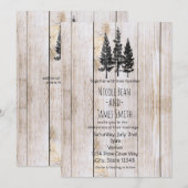 Rustic Pine Trees wooden Simple Country Weddenscha Kaart (Voorkant / Achterkant)