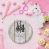 Rustic Pine Trees wooden Simple Country Weddenscha Papieren Bordje (Feest)