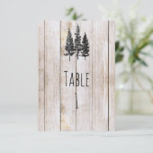 Rustic Pine Trees Wooden Wedding Table Number Kaart (Staand voorkant)