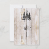 Rustic Pine Trees Wooden Wedding Table Number Kaart (Achterkant)