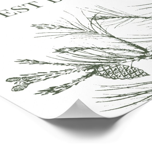 Rustic Pine Wedding Guest Book Sign Poster (Hoek)