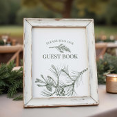 Rustic Pine Wedding Guest Book Sign Poster