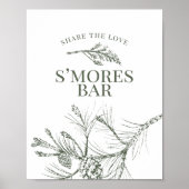 Rustic Pine Wedding S'mores Bar Sign Poster (Voorkant)