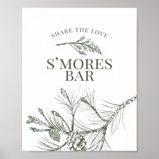 Rustic Pine Wedding S'mores Bar Sign Poster (Voorkant)