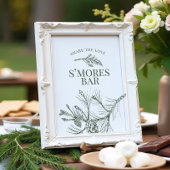 Rustic Pine Wedding S'mores Bar Sign Poster