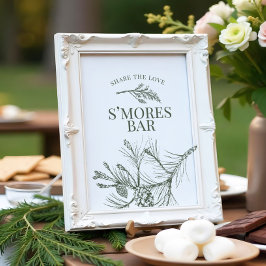 Rustic Pine Wedding S'mores Bar Sign Poster