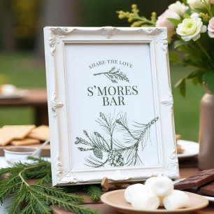 Rustic Pine Wedding S'mores Bar Sign Poster