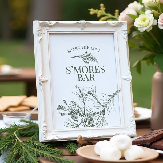 Rustic Pine Wedding S'mores Bar Sign Poster