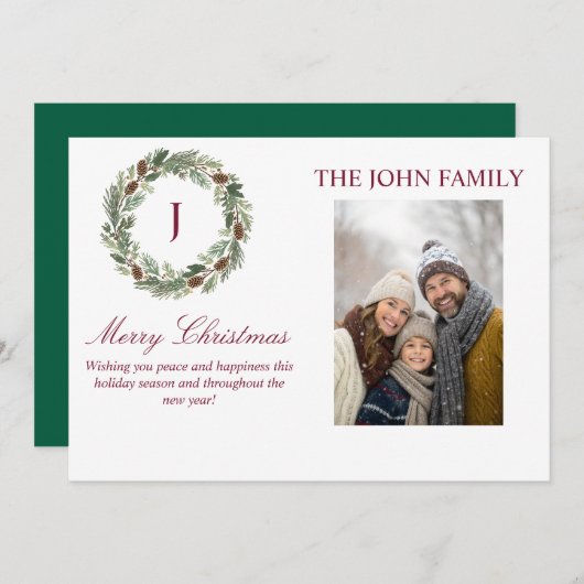 Rustic Pine Wreath Christmas Kaart (Voorkant / Achterkant)