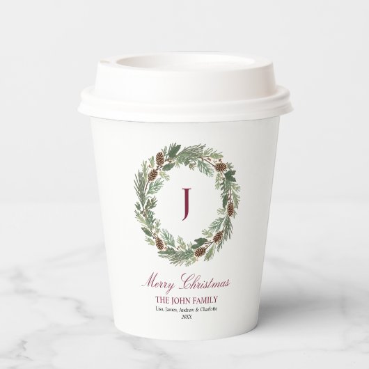 Rustic Pine Wreath Christmas Papieren Bekers (Achterkant)