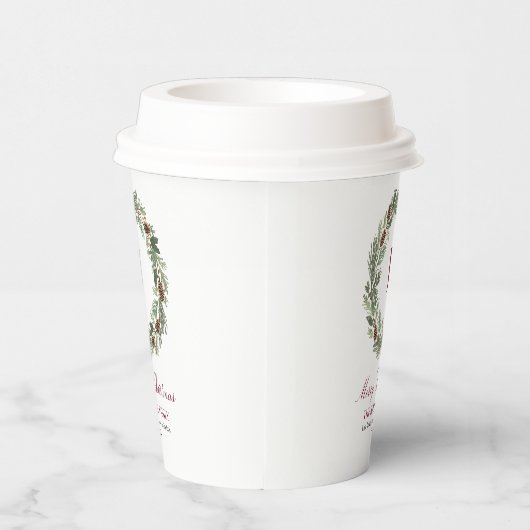 Rustic Pine Wreath Christmas Papieren Bekers (Rechts)